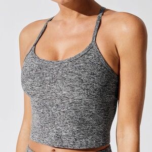 Beyond Yoga Gray Cropped Racerback Top w Bra